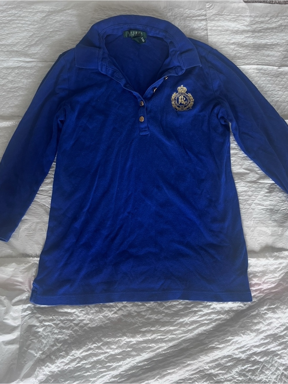 Ralph Lauren Royal Blue Long-Sleeve Polo with Crest